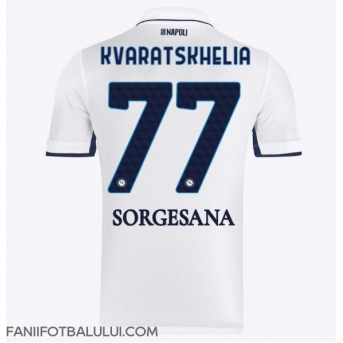 SSC Napoli Khvicha Kvaratskhelia #77 Tricou Fotbal Replică 2024-25 Barbati Deplasare